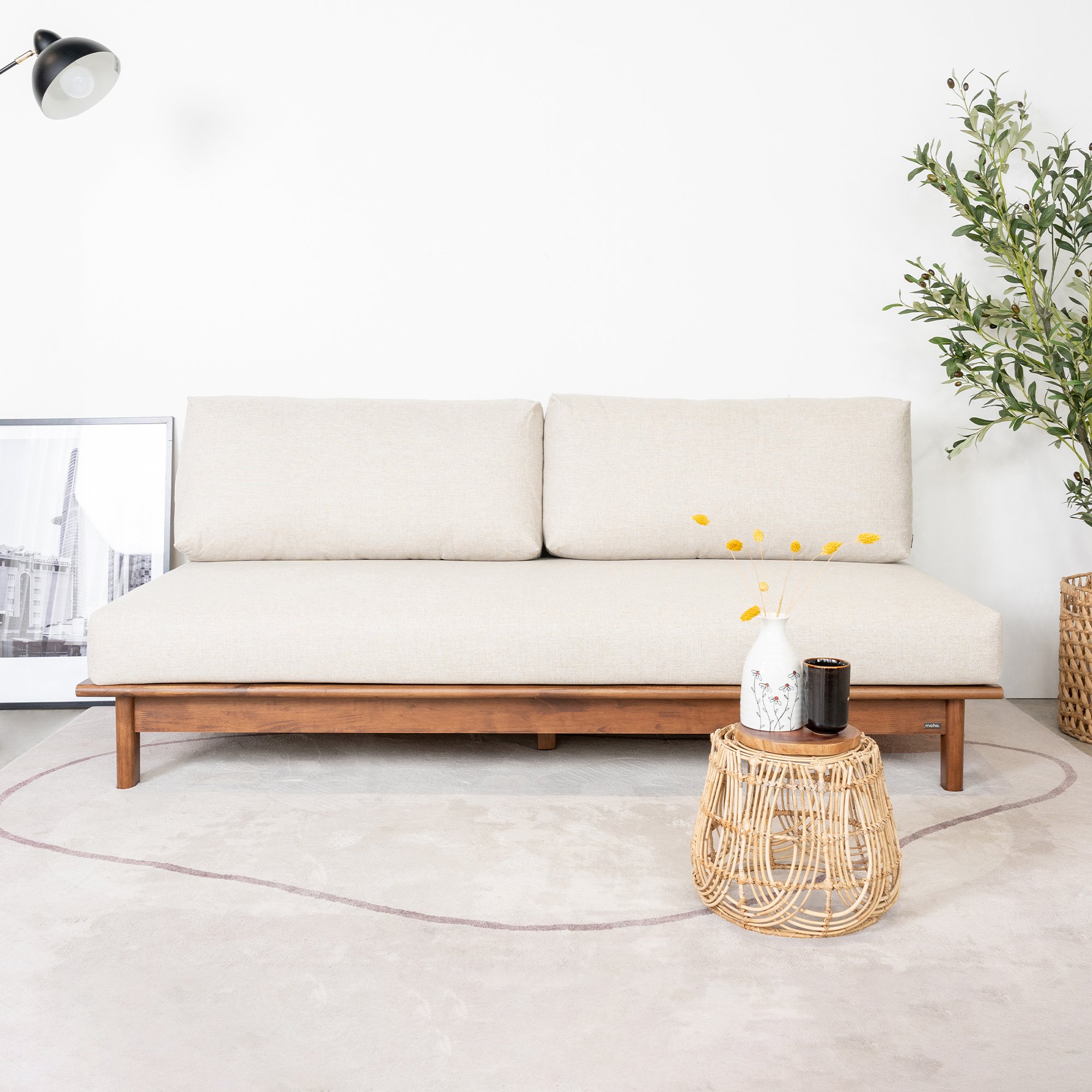  Ghế Sofa Gỗ Tràm Tự Nhiên MOHO VLINE 601 