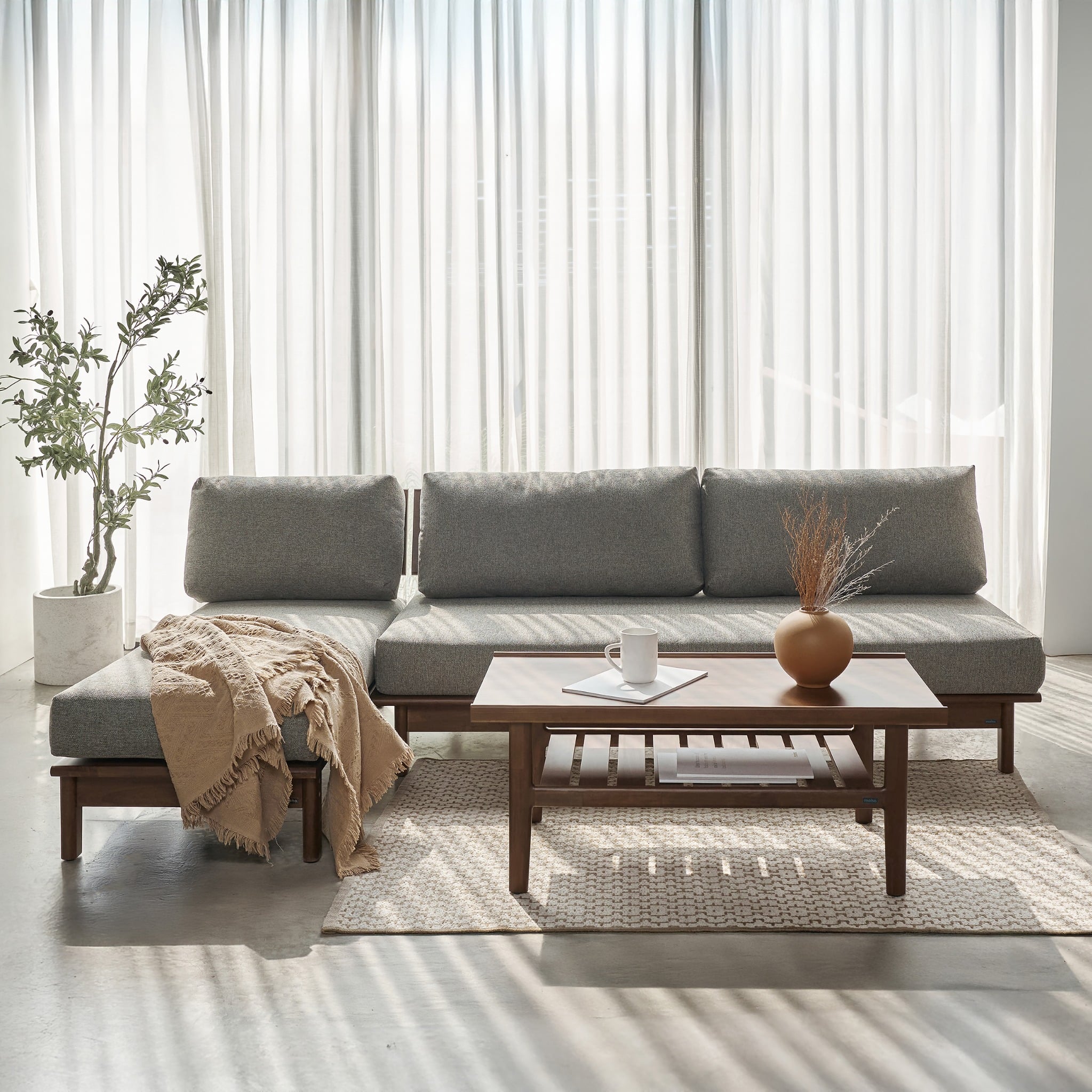  Ghế Sofa Gỗ Tự Nhiên MOHO VLINE 601 Màu Xám Đậm 