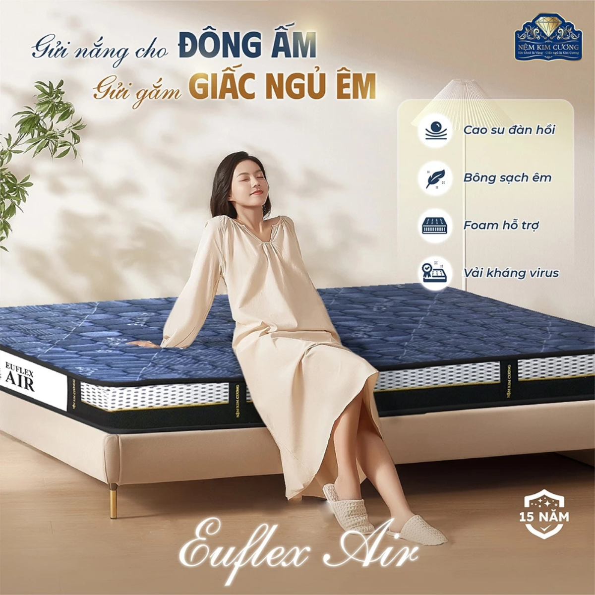  Nệm Đa Tầng EUFLEX AIR - Bảo Hành 15 Năm 
