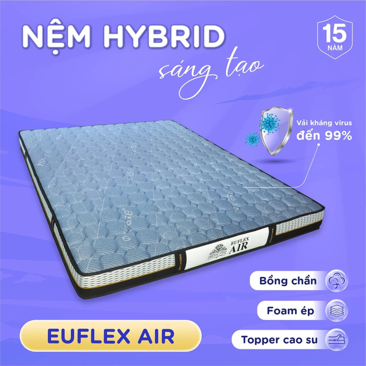  Nệm Đa Tầng EUFLEX AIR - Bảo Hành 15 Năm 