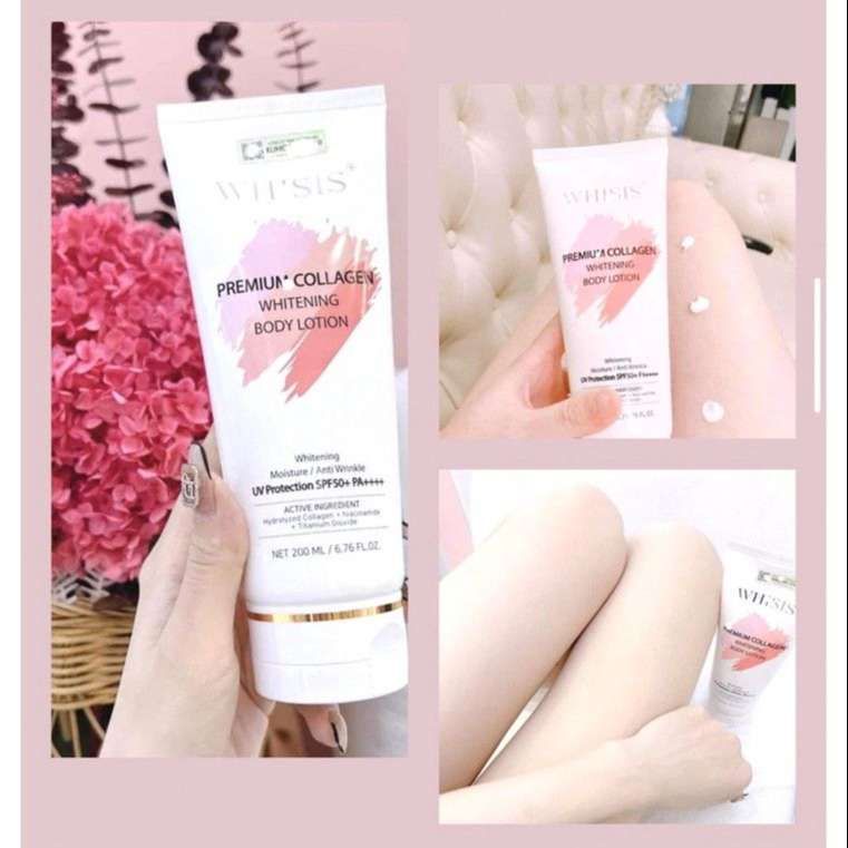 Kem Dưỡng Thể Chống Nắng Whisis Premium Collagen Whitening Body Lotion 200ml SPF50+ Pa+++