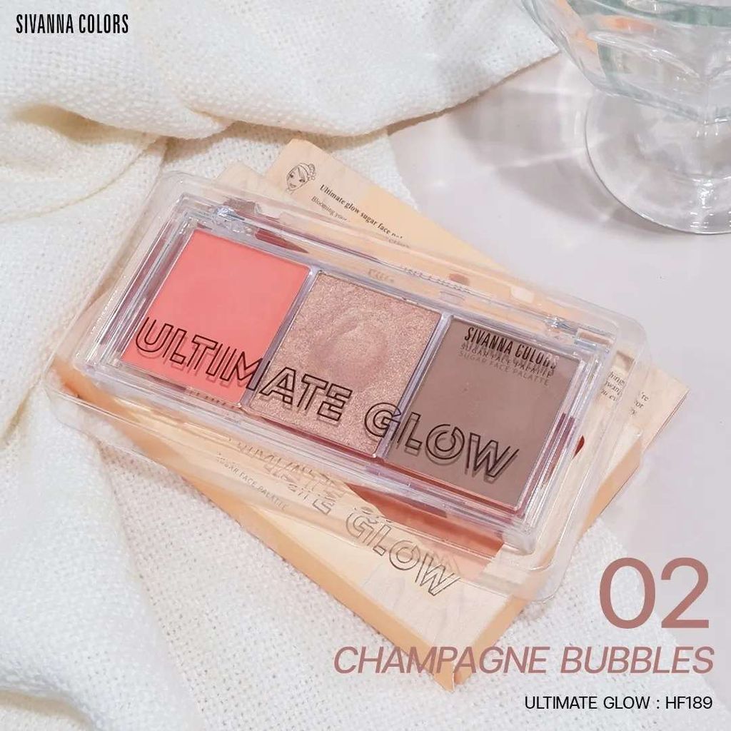 Bảng Má Hồng Bắt Sáng Và Tạo Khối 3 in 1 Sivanna Colors Ultimate Glow HF189