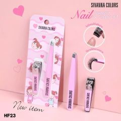 Bộ Nhíp và Bấm Móng Tay Sivanna Colors Pink Tweezer And Nail Clipper Kit HF23