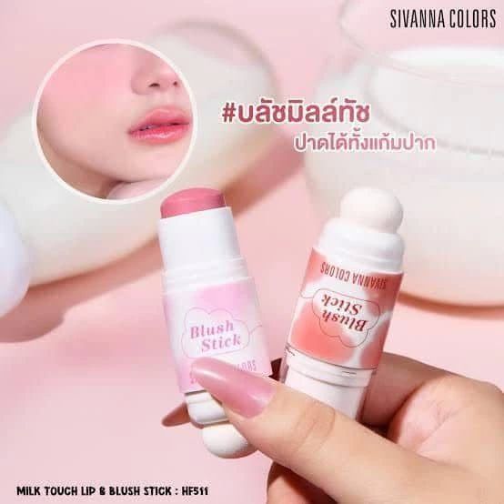 Má Hồng Dạng Thỏi Sivanna Blush Stick Milk Touch Lip & Blush Stick HF511