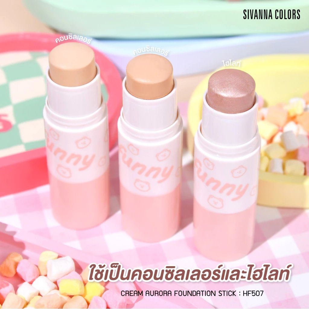 Kem Nền Dạng Thỏi Kèm Mút Tán Sivanna Colors Cream Aurora Foundation Stick HF507