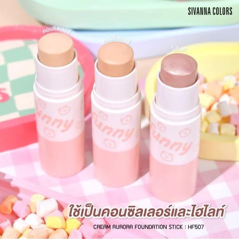 Kem Nền Dạng Thỏi Kèm Mút Tán Sivanna Colors Cream Aurora Foundation Stick HF507
