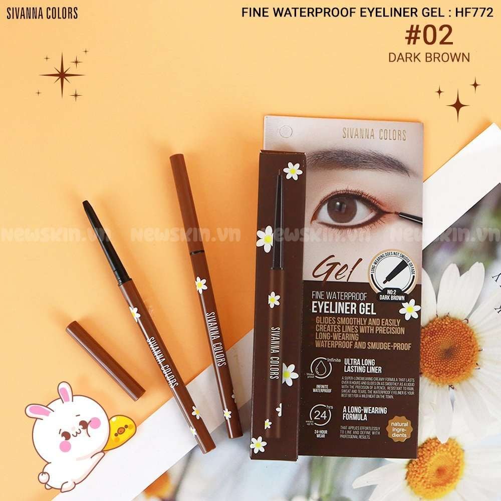 Chì Kẻ Mắt Siêu Mảnh Chống Trôi, Siêu Bền Sivanna Fine Waterproof Eyeliner Gel