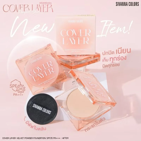 Phấn nền dạng bột Sivanna colors cover layer velvet SPF35 - HF801