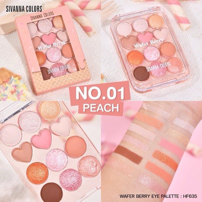 Bảng Phấn Mắt 12 ô Mịn Lì Kèm Nhũ Sivanna Colors Wafer Berry Eye Palette HF635