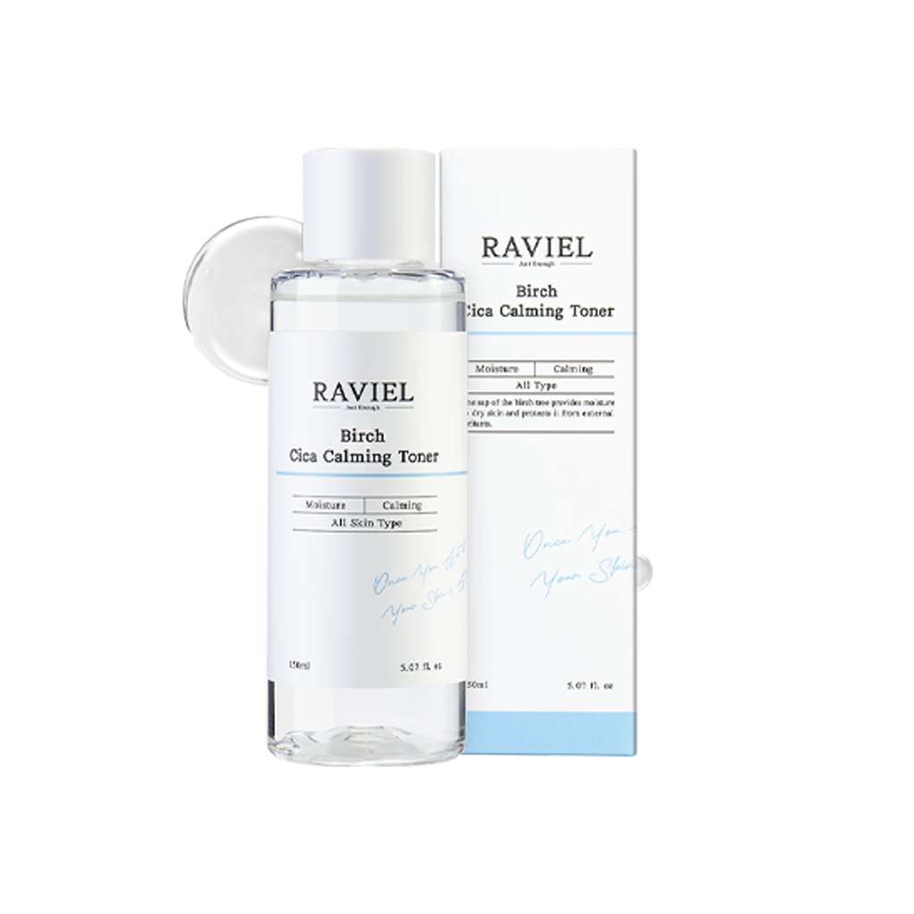 Nước hoa hồng làm dịu khẩn cấp da kích ứng, mẩn đỏ RAVIEL Birch Cica Calming Toner 150ml