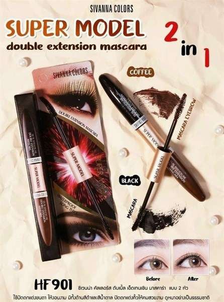 Mascara Hai Đầu Nối Mi Sivanna Colors Super Model Waterproof Long Thick HF901