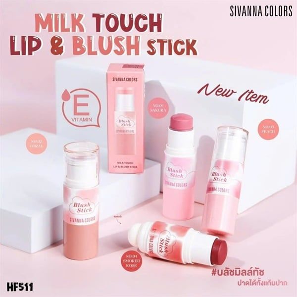Má Hồng Dạng Thỏi Sivanna Blush Stick Milk Touch Lip & Blush Stick HF511