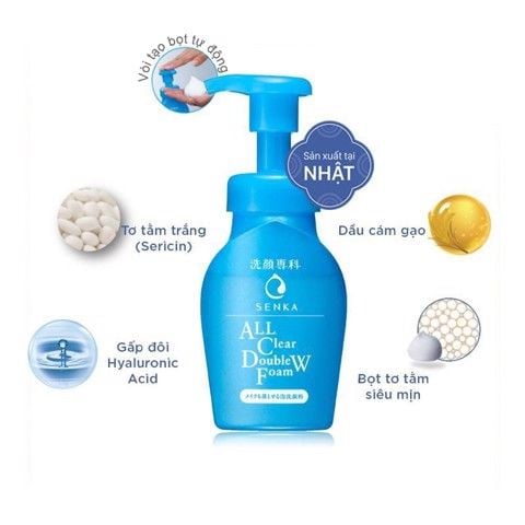 Bọt Rửa Mặt Tẩy Trang Senka All Clear Double Foam 150ml