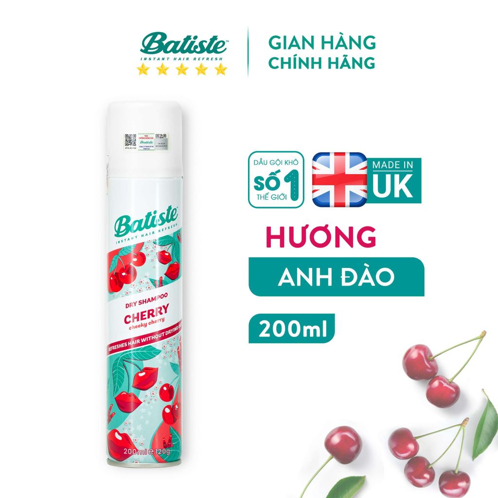 Dầu Gội Khô Làm Sạch Tóc Nhanh Chóng Batiste Dry Shampoo 200ml