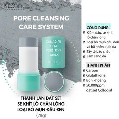 Thanh Lăn Đất Sét Giảm Mụn Đầu Đen Neogen Canadian Clay Pore Stick Mask 28g