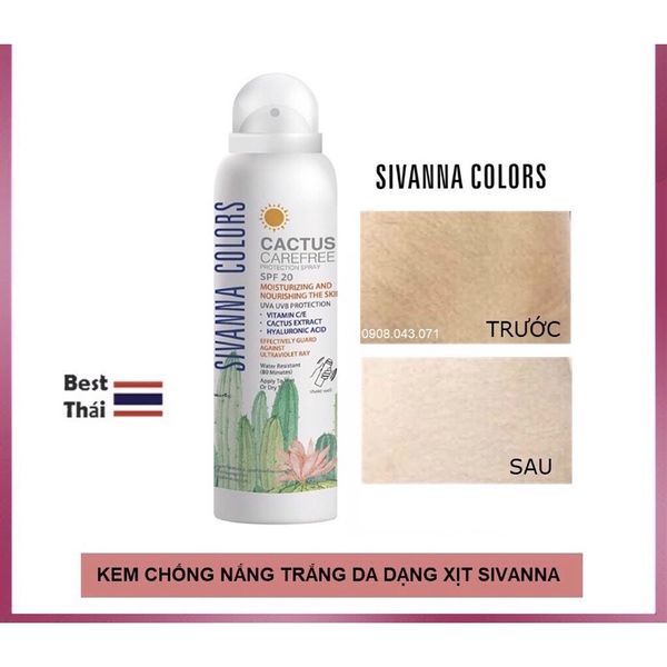 Xịt Chống Nắng Toàn Thân Sivanna Colors Cactus Carefree Protection Spray