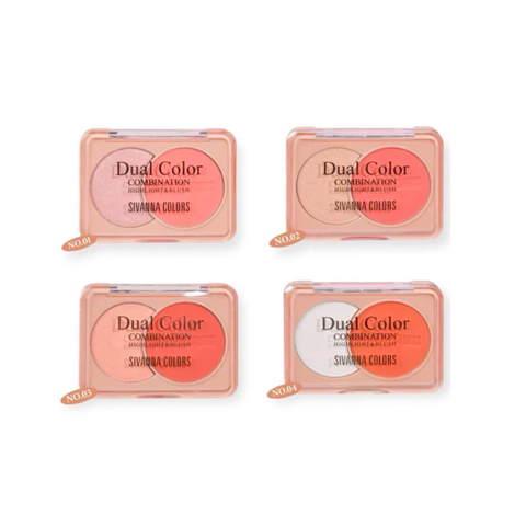 Phấn Má Hồng Kết Hợp Hai Màu Highlight & Blush Sivanna HF722