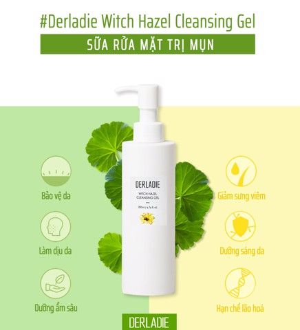 Sữa Rửa Mặt Dạng Gel Derladie Witch Hazel Cleansing 200ml