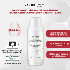 NHH dưỡng trắng trị thâm nám và tái tạo da RAVIEL Acerola Dark Spot & Blemish Care Toner 150ml