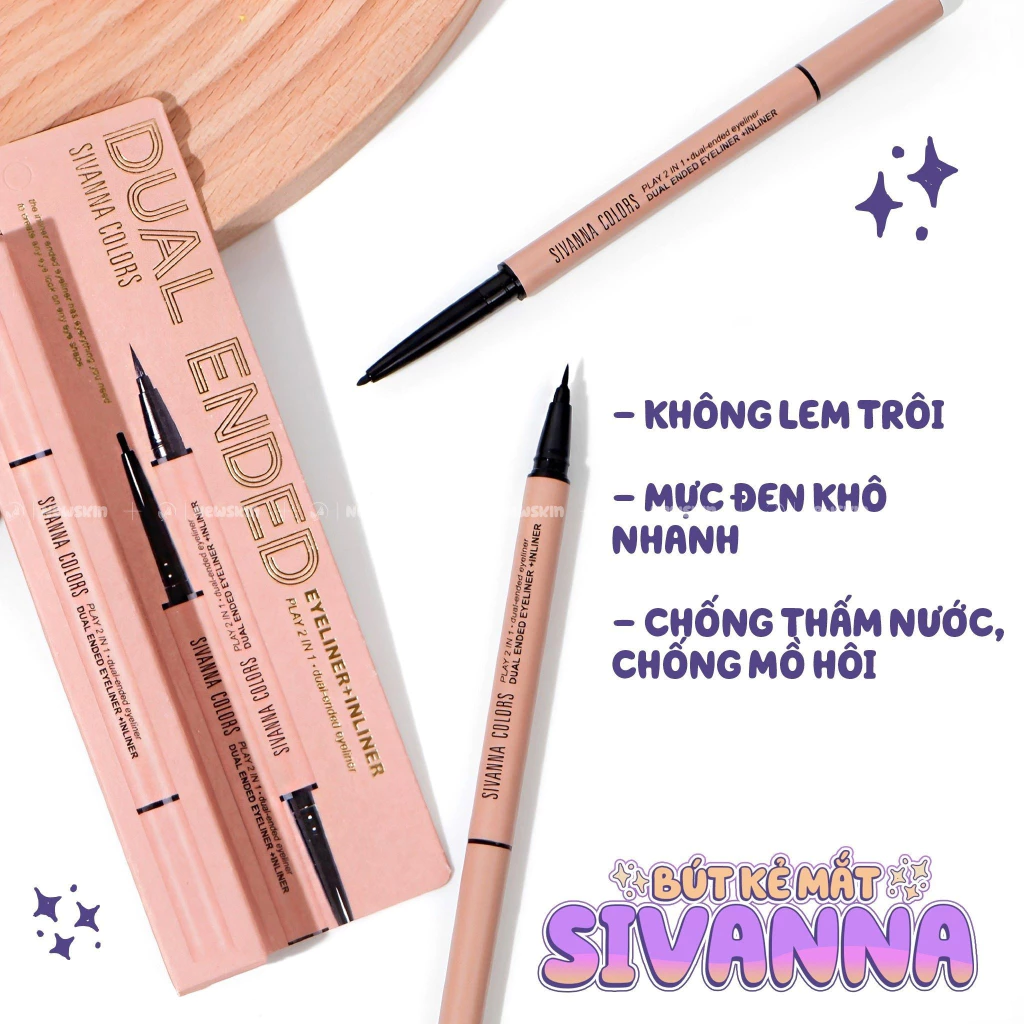 Bút Kẻ Mắt Nước Và Gel Sivanna Colors 2in1 Dual Ended Eyeliner Inliner HF9036