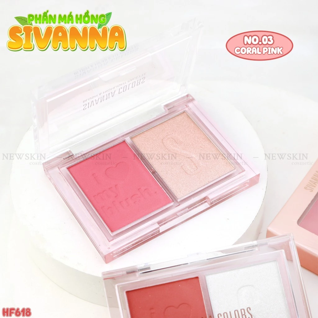 Phấn má hồng và bắt sáng Sivanna Color Blush & Highlight Palette  HF618