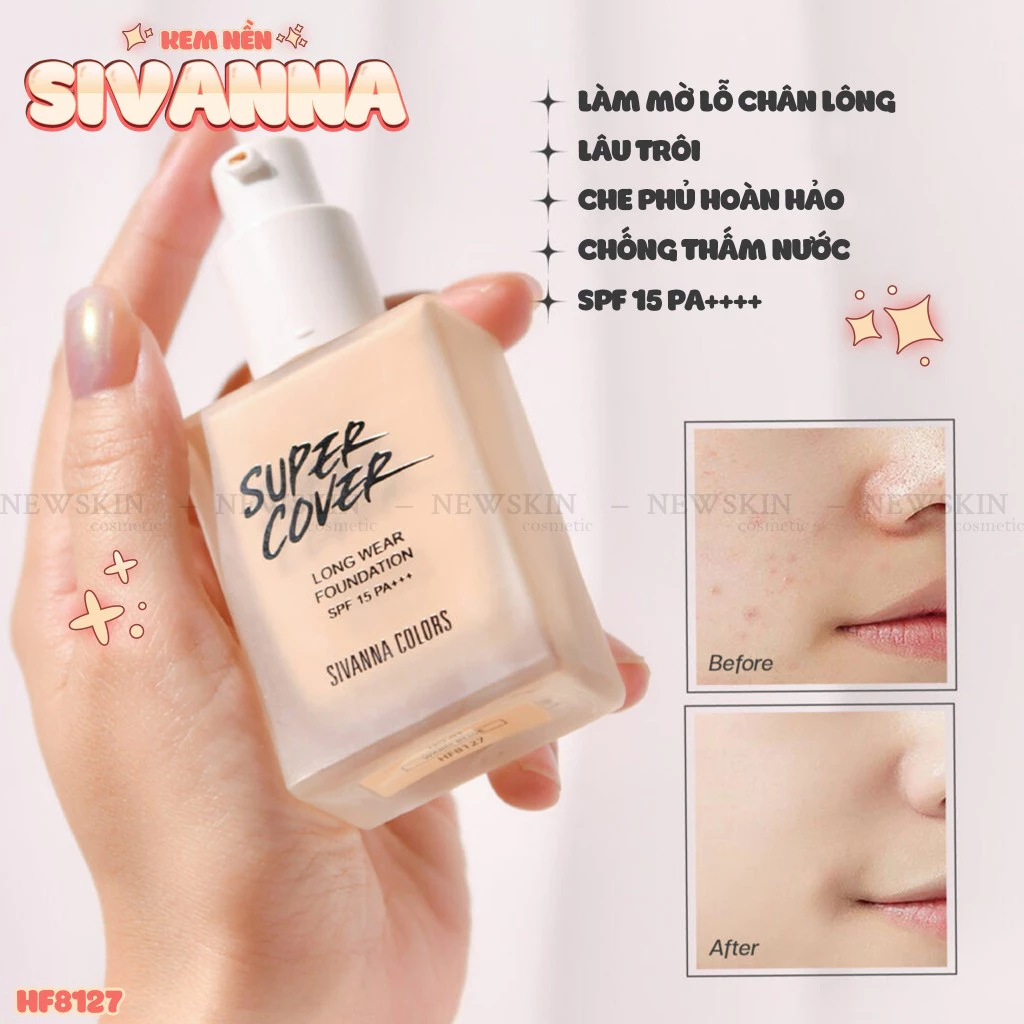 Kem Nền Sivanna Colors Super Cover Long Wear Foundation SPF15 Pa+++