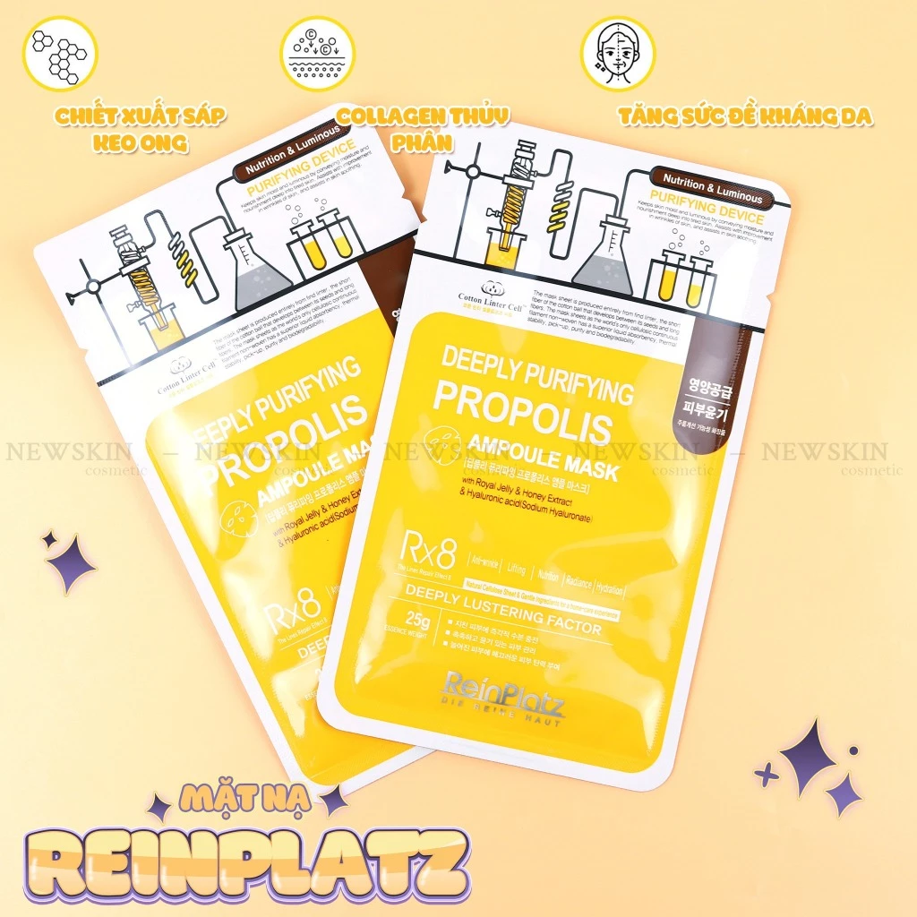 Mặt Nạ Giấy Dưỡng Ẩm Chuyên Sâu, Ngừa Lão Hóa Reinplatz Deeply Purifying Propolis Mask 25ml
