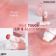 Má Hồng Dạng Thỏi Sivanna Blush Stick Milk Touch Lip & Blush Stick HF511