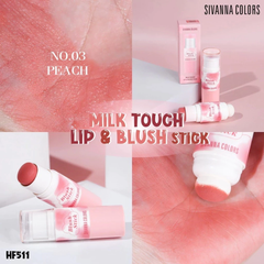 Má Hồng Dạng Thỏi Sivanna Blush Stick Milk Touch Lip & Blush Stick HF511