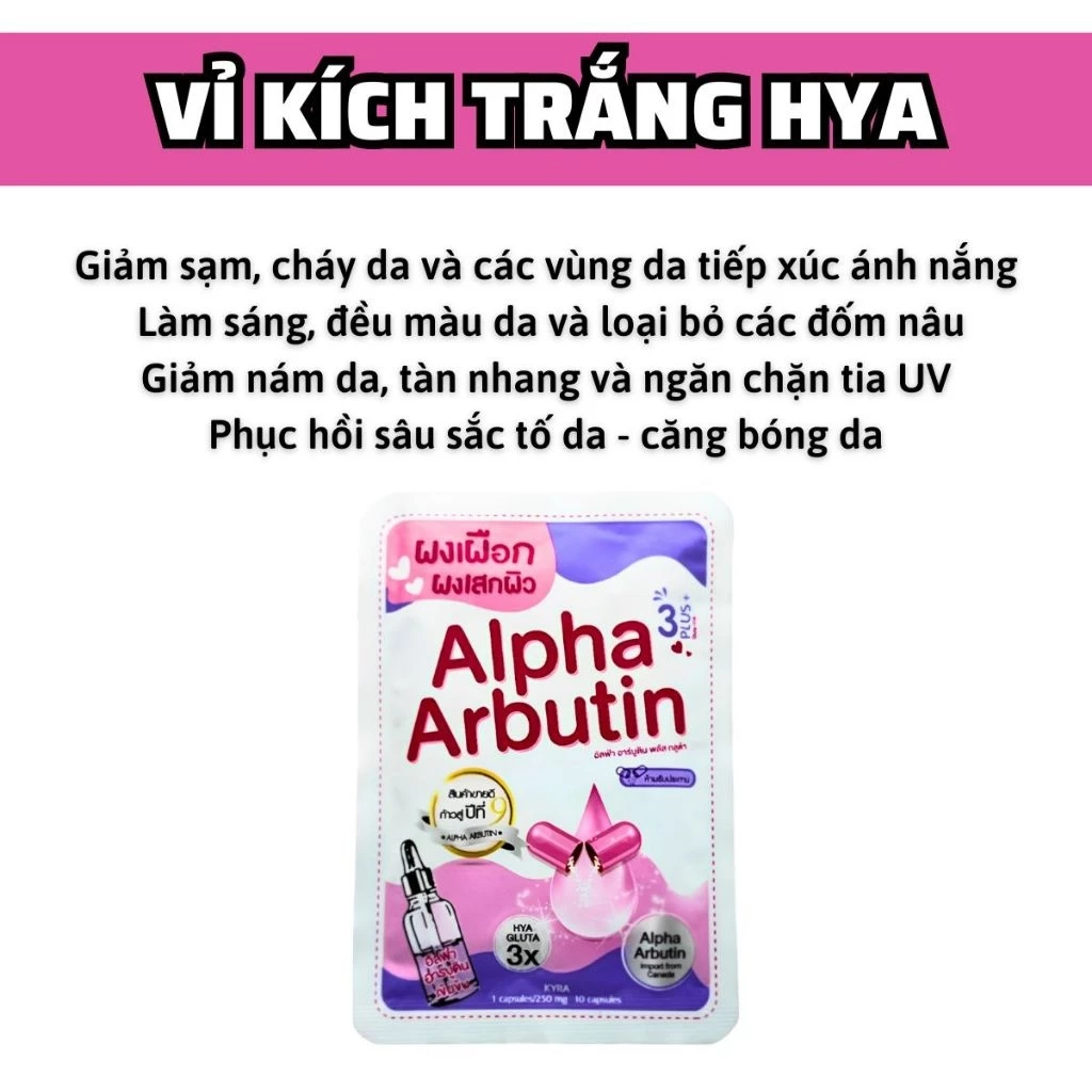 Viên Bột Dưỡng Trắng Da Kyra ALPHA ARBUTIN 3Plus+ Hya Gluta 3X - Thái Lan