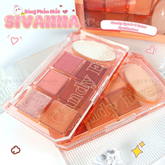 Bảng Phấn Mắt Và Bắt Sáng Sivanna Colors Candy Eye 6+1 Color Eyeshadow Palette HF630