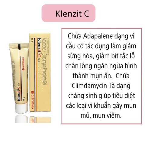 Gel Trị Mụn Klenzit-C Gel Adapalene + Clindamycin Phosphate 15g