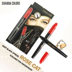 Kẻ mắt nước siêu mảnh Sivanna Color Deep Black Xpress Rose Cat Eyeliner Pen WaterProof HF896