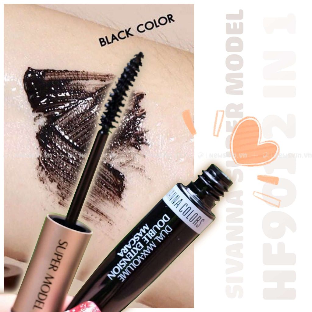 Mascara Hai Đầu Nối Mi Sivanna Colors Super Model Waterproof Long Thick HF901
