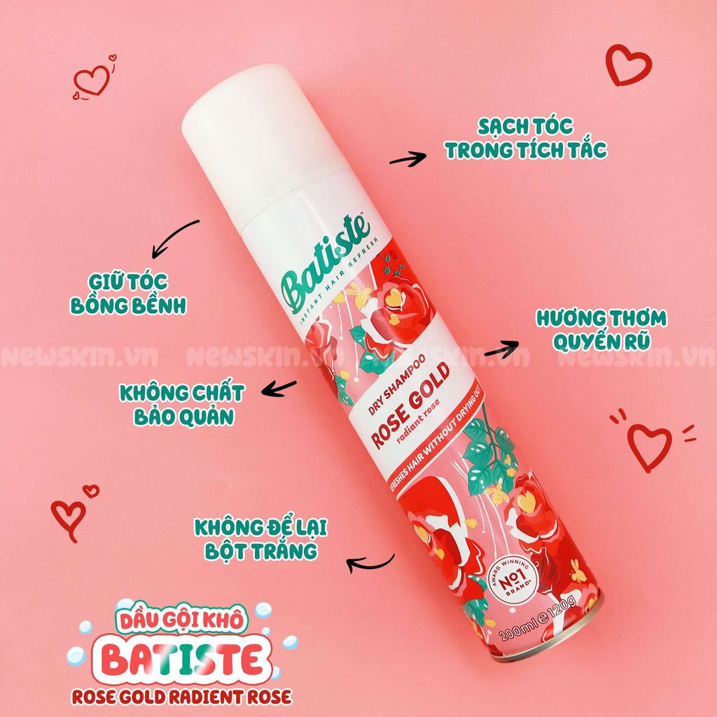 Dầu Gội Khô Làm Sạch Tóc Nhanh Chóng Batiste Dry Shampoo 200ml