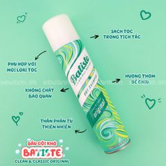 Dầu Gội Khô Làm Sạch Tóc Nhanh Chóng Batiste Dry Shampoo 200ml