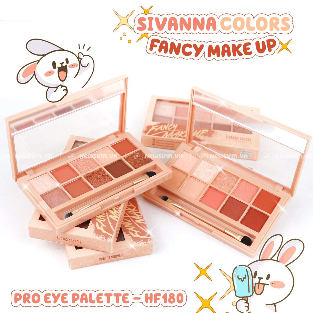 Phấn mắt Sivanna 10 ô kèm cọ tán Sivanna Colors Pro Eye Palette HF180