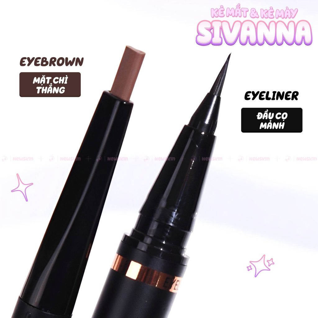 Bút kẻ mắt và Chì kẻ mày 2in1 Sivanna Color Wonder Duo Eyeliner & Eyebrow HF9038