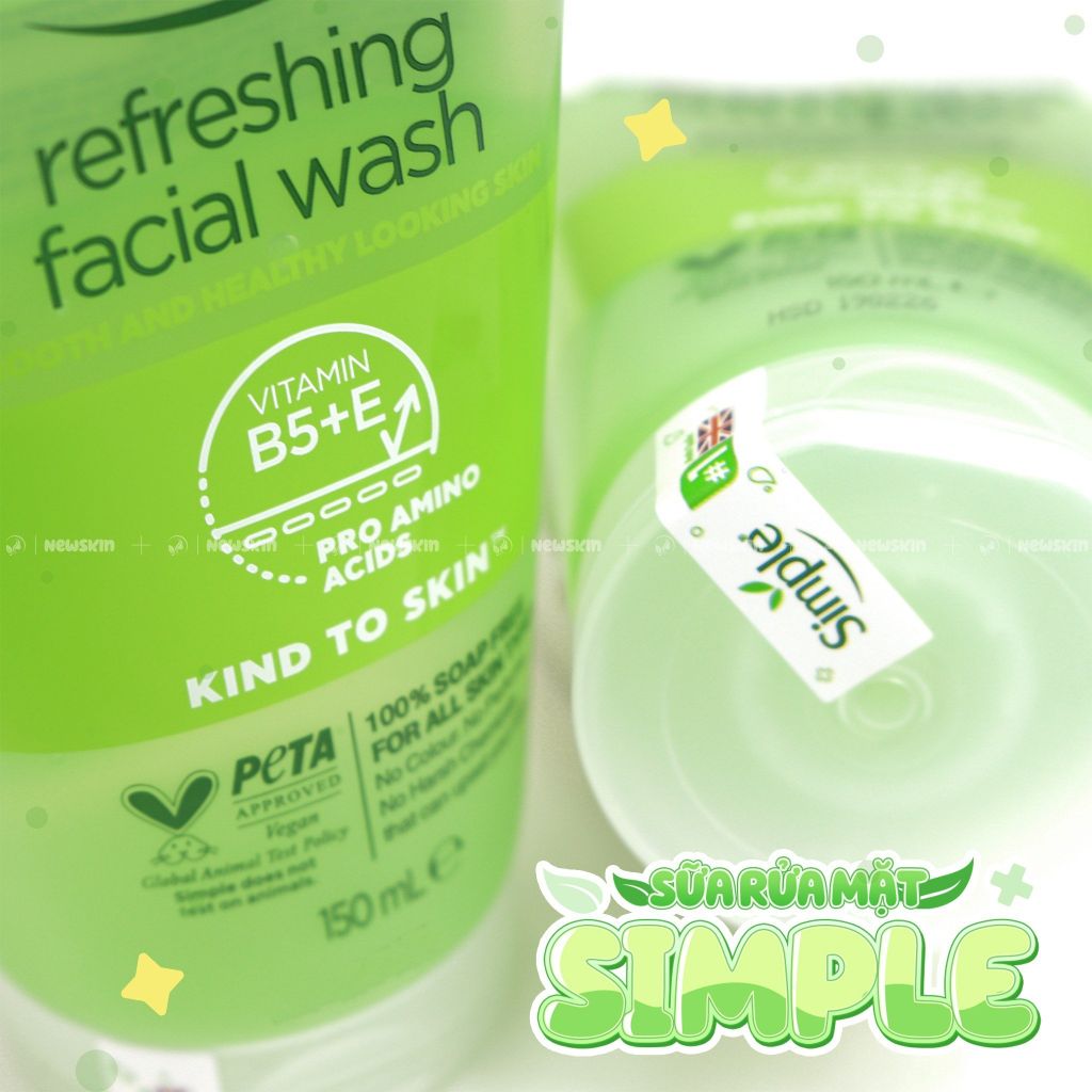 Sữa Rửa Mặt Simple Kind To Skin Refreshing Facial Wash