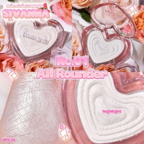 Phấn Bắt Sáng và Má Hồng Sivanna Colors Sweethearts Perfect Flush Blush HF638