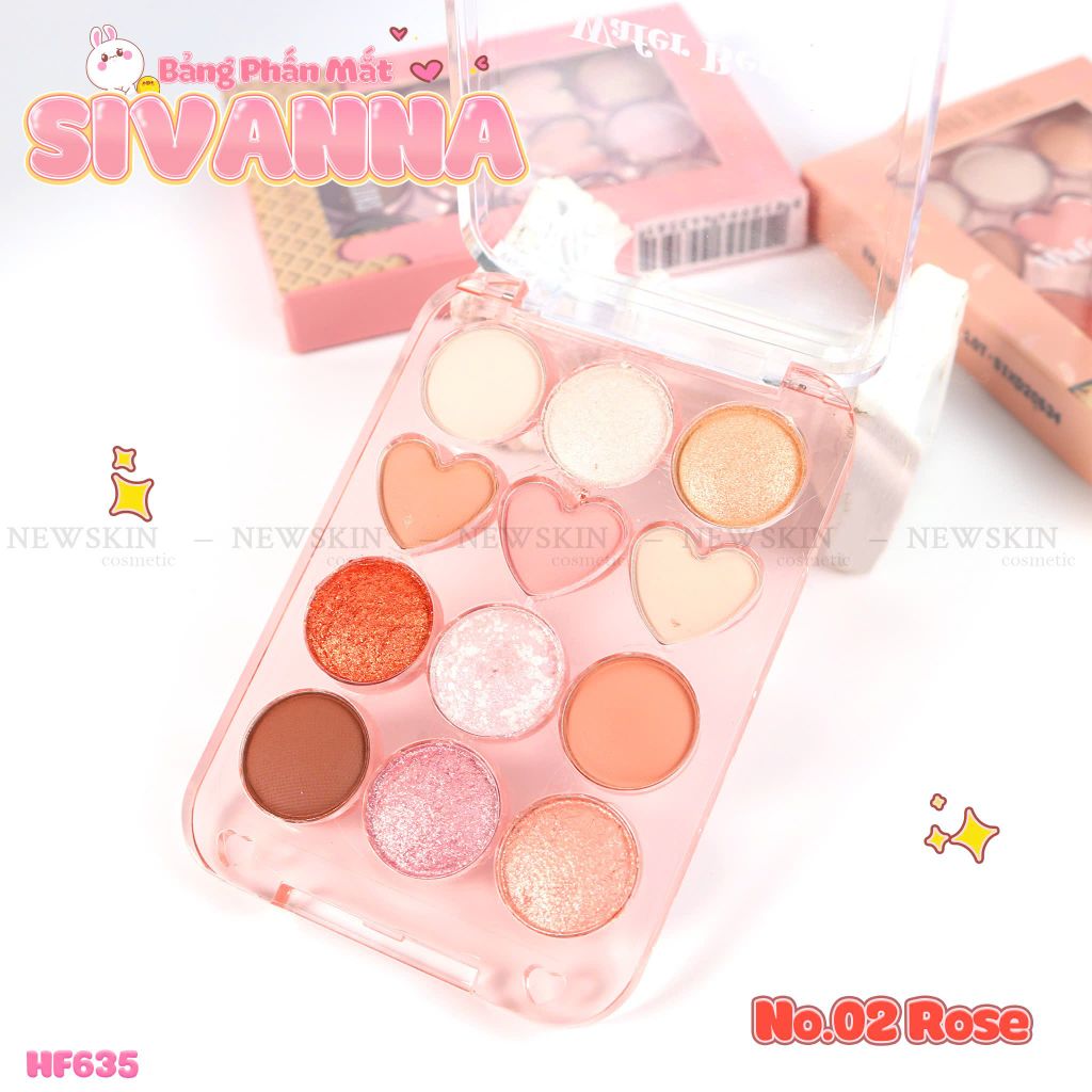 Bảng Phấn Mắt 12 ô Mịn Lì Kèm Nhũ Sivanna Colors Wafer Berry Eye Palette HF635