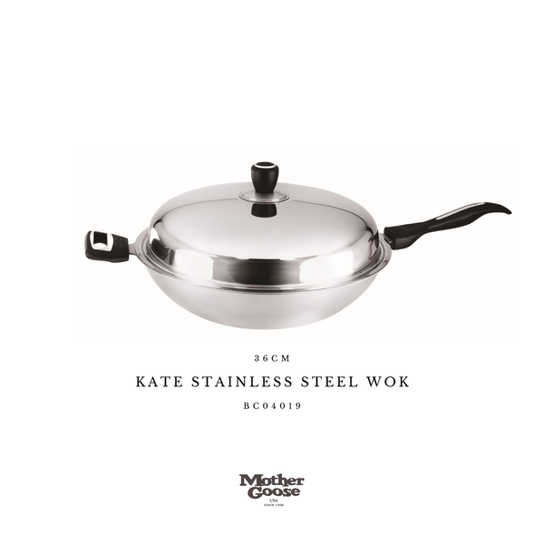  KATE STAINLESS STEEL WOK 36CM 