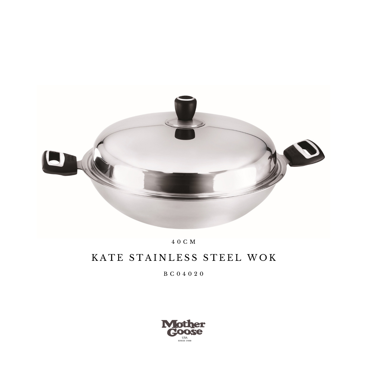  KATE STAINLESS STEEL WOK 40CM 