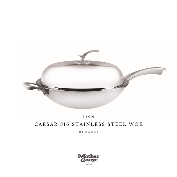  CAESAR 316 STAINLESS STEEL WOK 33CM 