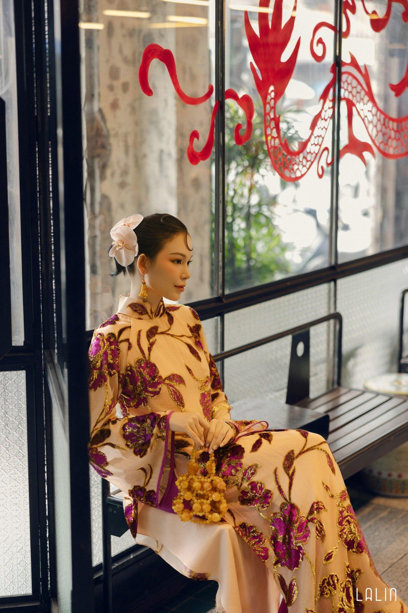 Áo Dài Tơ Nhung Huỳnh Chi