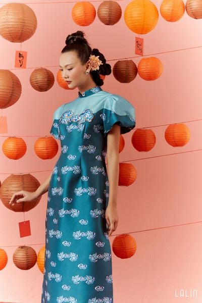  Áo Dài Tafta Khởi Lam 