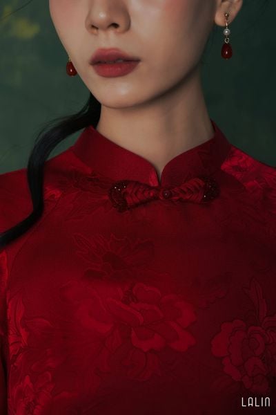  Áo Dài Tơ Tằm Giáng Kim 