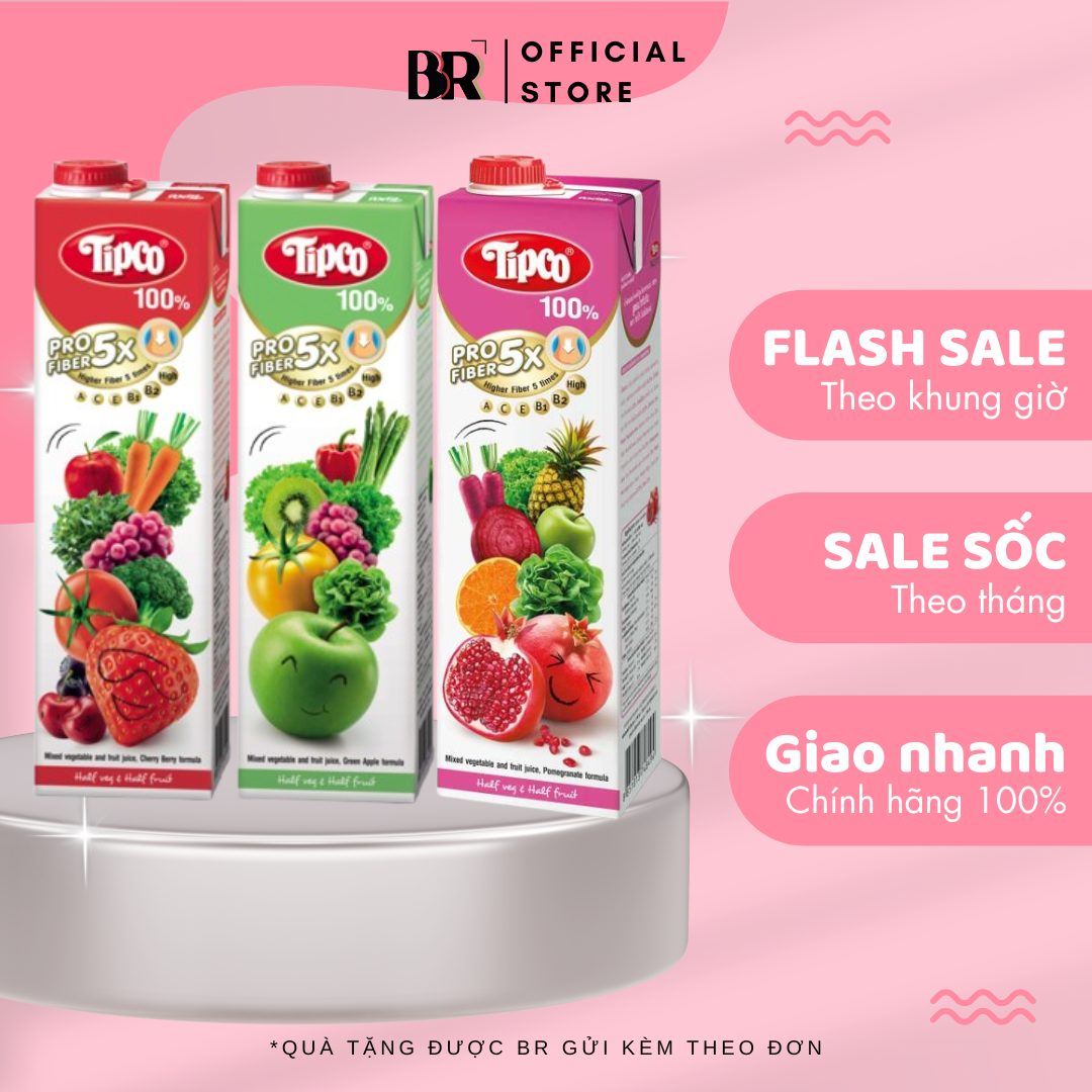 Tipco Profiber 100% Nước Ép Trái Cây và Rau Củ Hỗn Hợp 1L