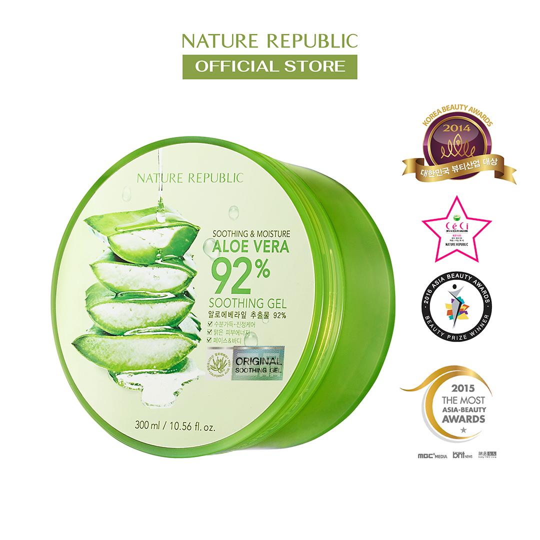  Nature Republic Kem Dưỡng Da Soothing & Moisture Aloe Vera 92% Soothing Gel (Jar) 300ml (IP04) 