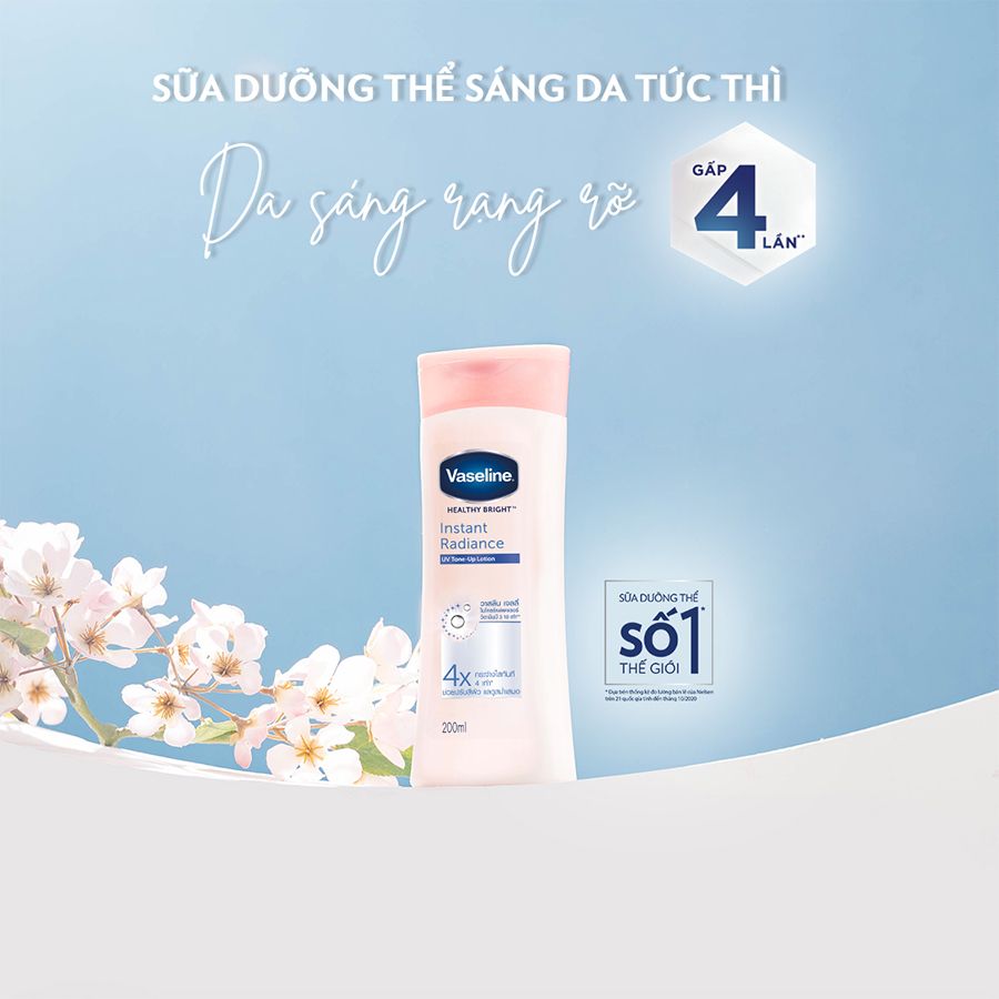  Sữa Dưỡng Thể Vaseline Sáng Da Tức Thì 200ml 